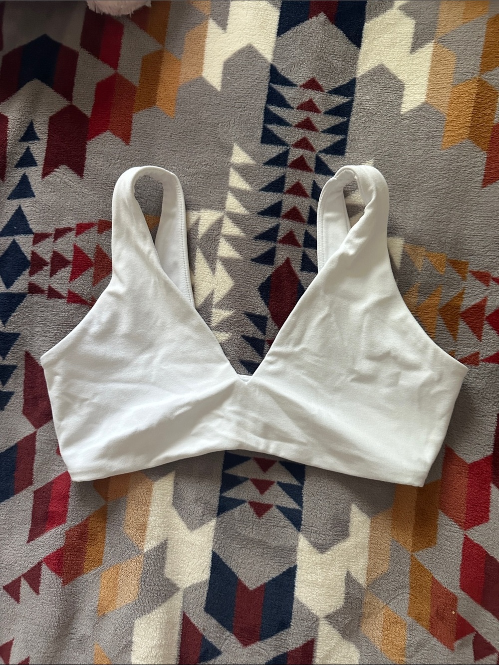 Oner Active White V-Neck Sports Bra